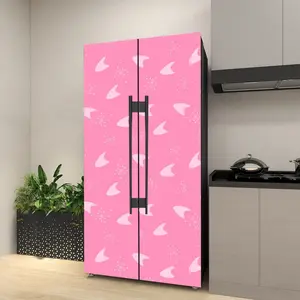 Atomic Pink Boomerang Retro Mid Mod Self Adhesive Refrigerator Wrap Set