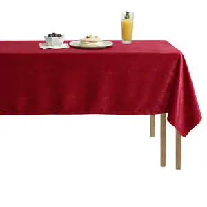 Velveteen72 Solid Plain Velvet Tablecloth  Cherry Red