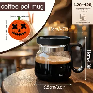 Tiny Brew Coffee Mug in Coffee Pot Shape 4" Tall – Compact 16 Oz Glass Carafe Design with Sip Lid|   Fun Gift for Coffee Lovers|   Cute, Compact Novelty Mug Small Size Cute Coffee Pot Shaped Coffee Mug Size 4" Tall x 3.75" Wide