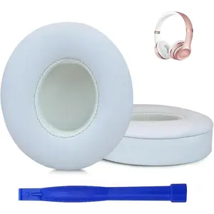 Solo 2/3  Ear Pads - with Protein Leather and Memory  Only for  Solo 2.0/3.0  On-Ear Headphones(White)