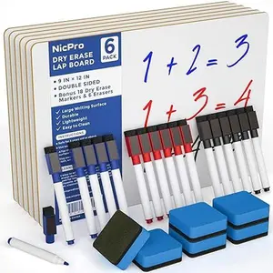 Nicpro 6 Pack Dry Erase Lap Board Kid Double Sided Small Whiteboard Learning Mini White Board Portable Bulk School Supplies for Student and Classroom Use