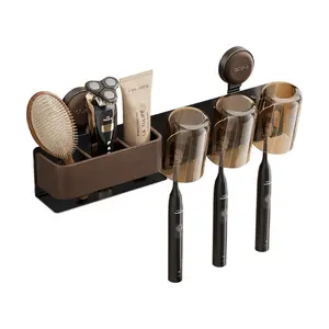 Wall-Mounted Toothbrush Holder — With Storage Function — 3-Compartment Toothbrush Organizer for Bathrooms, Showers, Dorms, and Cabinets punch free soap bar holder