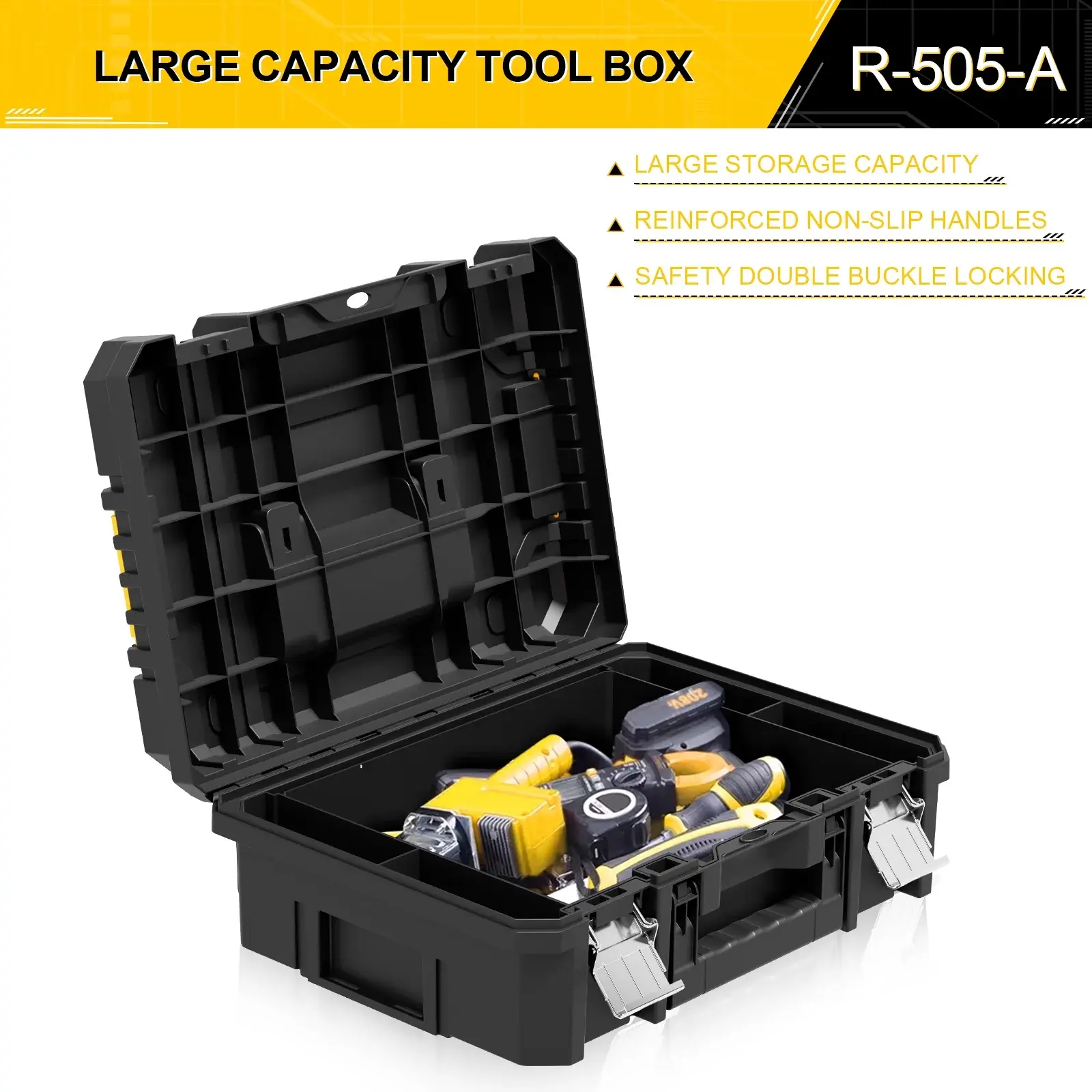 Multi-Type Tool Organizer Tool Cases & Boxes - Single-Layer Toolbox, 1-Drawer Toolbox, Roller-Equipped Pallet with Concealed Folding Handle for Workshop, Garage