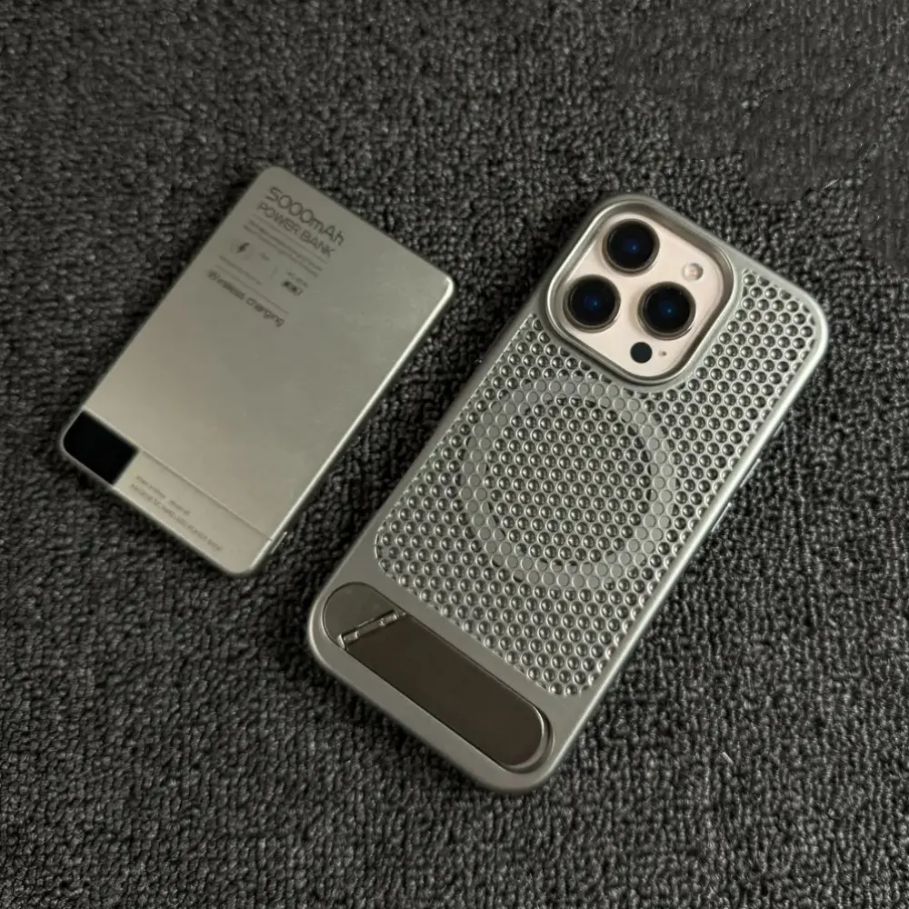 Honeycomb Mesh Stand Protective Case for iPhone 12/13/14/15 Series - Multi-Model iPhone Series Cover, Thermal Heat-Dissipating Polycarbonate Hard Shell, Invisible Stand, Breathable Customizable, Outdoor Tech Accessory, Father’s Day Gift