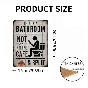 Vintage Bathroom Sign - Funny Toilet Humor Plaque with "This is a Bathroom Not an Internet Cafe" Saying - Heavy-Duty Wooden Bathroom Decor - Bathroom Wall Art for