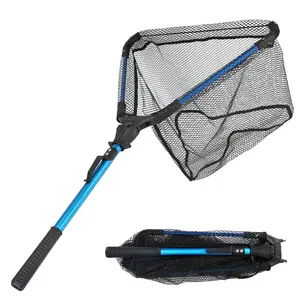Foldable Fishing Landing Net with Aluminum Alloy Pole, Fish-Safe Hexagonal Nylon Mesh & Anti-Slip EVA Handle - Durable Fisherman Nets for Saltwater & Freshwater