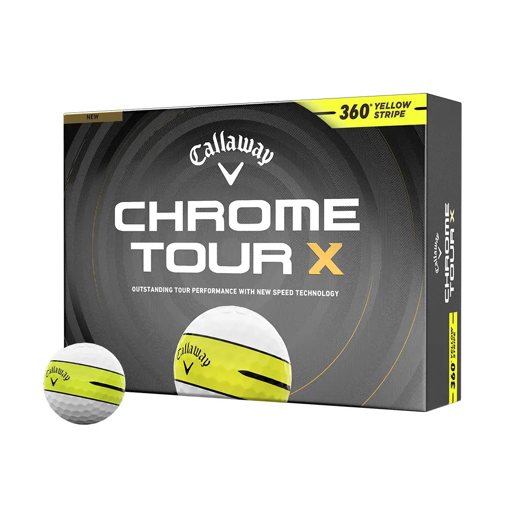 Callaway Golf Chrome Tour X 360 Yellow Stripe Golf Balls in White