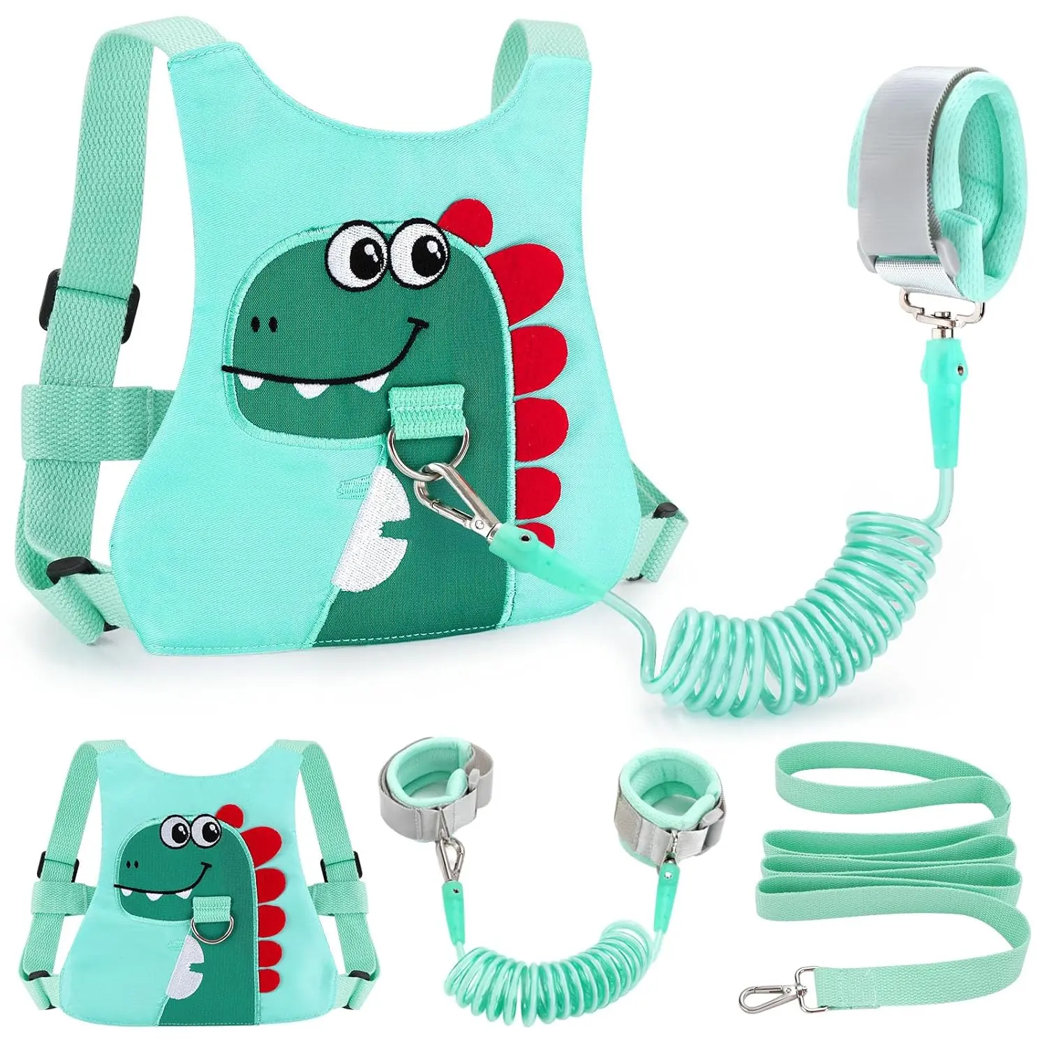 Summer Spring Gift Toddler Leash-Baby Walking Safty Harness and Child Anti Lost Wrist Link for Girls/Boys Travel (Green)