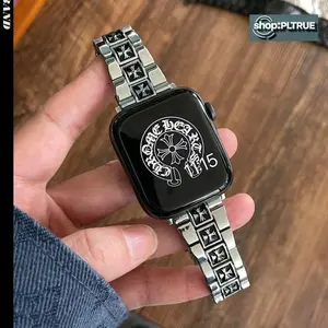 [New store offers]retro Suitable for Apple Watch Metal Strap Black Gold Wristband Wearable