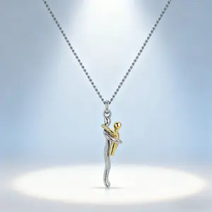 Hug Enbrace   Silver Gold Two-tone Mom & Child  Family Gift Mom     Parties & Birthdays jewelry necklace Pendant