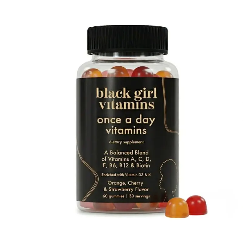 Black Girl Vitamins Once a Day - Womens Multivitamin Gummy - Vitamin A, B, C, E and Zinc. Multivitamin for Women, Immune Support. Vegan, Gluten-Free. Made in The USA (30 Day Supply, Strawberry)