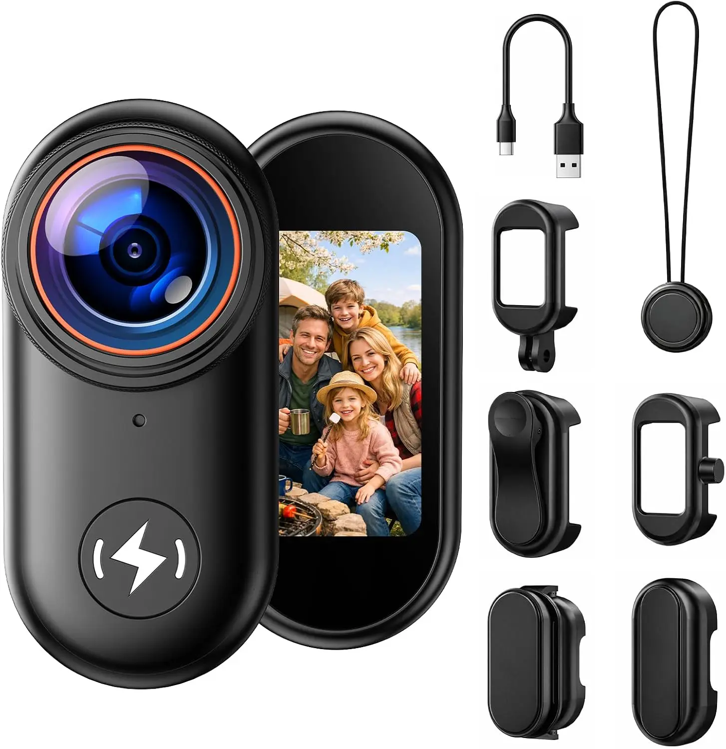 4K Mini Body Camera with 64GB Card, Thumb Action Camera Magnetic Mount 1.47" Screen, Wearable POV Camera for YouTube Vlogging Motorcycle Security