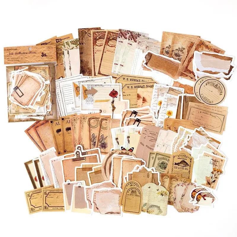 100 pcs Writable note card material pack decorative Junk Journal material primer paper handmade DIY Scrapbooking Craft Supplies, Scrapbook Page, Sticker Sheets