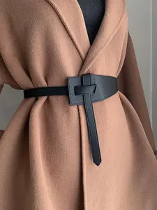Women's Plain Color Fashion PU Leather Belt, Adjustable Belts, Stylish Belts, Casual Waistband for Dresses Coat, Trendy All-match Clothing Accessory