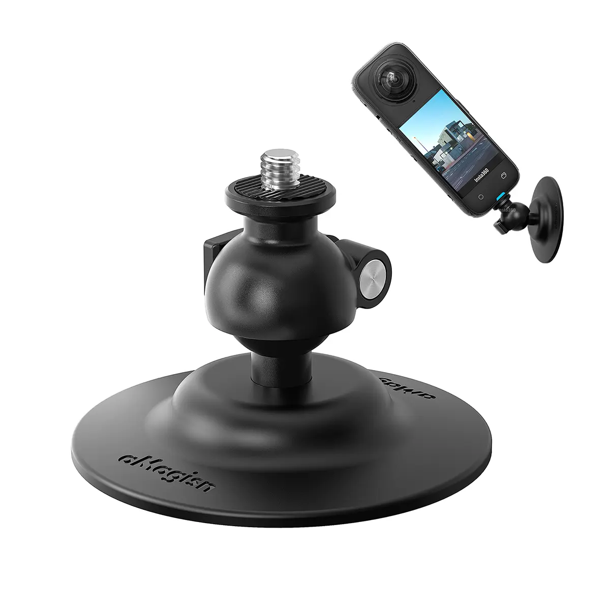 aMagisn Flexible Aluminum Alloy + ABS Camera Mount - 360-Degree Rotatable 360° Selfie Stick Mount, Handheld Design, Adhesive Reusable Sticky Base for GoPro, DJI Osmo Action, Insta360 Action Cameras (Ideal for Filming Setup)