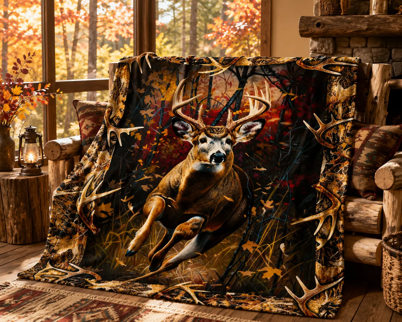 Deer Pattern Cozy Blanket, Soft Comfortable Warm Throw, Soft Comfy Blanket, Bedroom Bedding Decorative Giftable Blanket for Home Office Travel