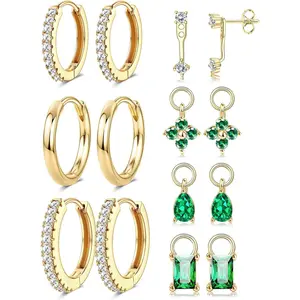 YADOCA Small Plated Gold Hoop Earrings for Women with Charm - Hypoallergenic Cartilage Earring Sets for Multiple Piercing Sensitive Ears Silver Hoops Huggie Stud Earring Stacks Helix Conch Jewelry