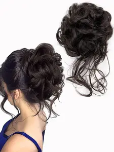 Synthetic Messy Updo Hair Bun Chignon Scrunchies Fake Hair Band Braid Elastic Hairpiece Tail For Women Synthetic Curly Ponytail