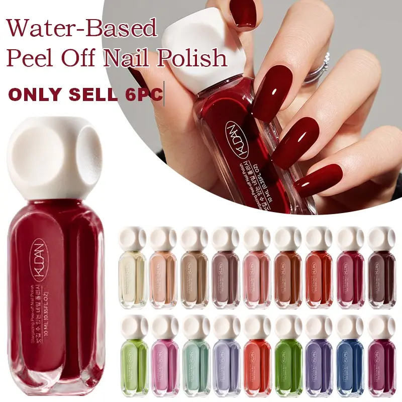 Water-Based Peel-Off Nail Polish Set, 6pcs/set, Long-Lasting Quick-Drying Nail Art Polish, Nail Art Supplies for Women & Girls, Nail Care, Cosmetic Manicure