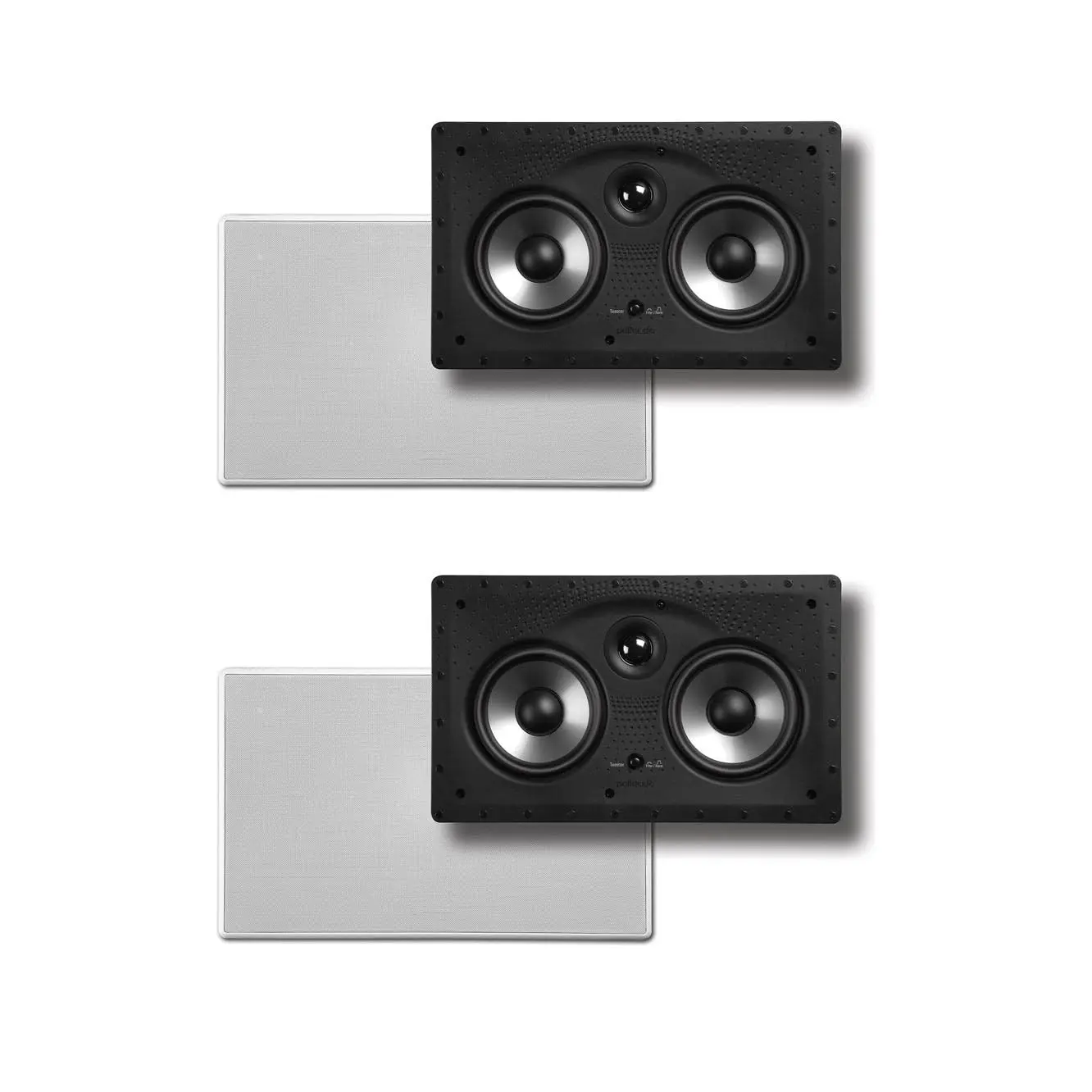 Polk Audio Vanishing Series 255c-RT Wired Wall-Mounted Center Channel Speakers Bundle (2 Pack) - 5.25" Drivers, 50Hz-25000Hz Frequency Response, 8 ohms, 14.8" Width, 9.3" Height