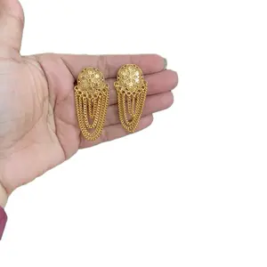 Nepali Traditional Chain Earrings with Elegant Design and Gold Finish