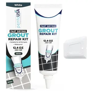 Tile Grout Repair Kit - White Premixed  Sanded Grout, Water-Resistant Grout Filler for Bathroom&Shower, Kitchen Floor,  Drying, with Applicator, 13.4 oz (380g)