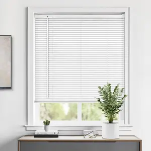 Cordless 1" Vinyl Mini Blinds for Indoor Windows - Light Filtering Horizontal Window Blinds & Shades, 26" W x 64" H, White
