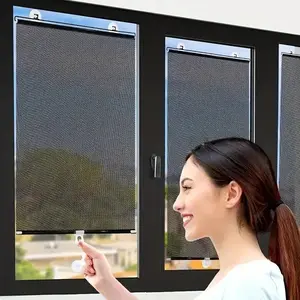 Retractable Window Screen, Suction Cup Design Heat Insulation Sunshade, Sturdy Sun Shade Mesh, Easy To Install Window Screen for Kitchen, Balcony & Living Room Glass Window