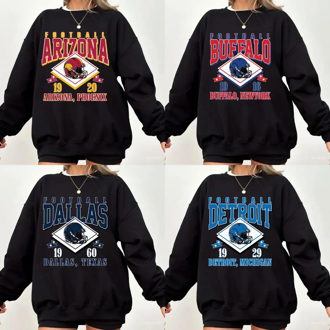 90s Style All Teams Football Sweatshirt, Sunday Sports Shirt - Football Collection Sweater, Retro Game Day Crewneck, 32 City Inspired Designs, Football Fan Gift for Men & Women, Oversized Fall Style, Oversized Crew Graphic Sweatshirt, Menswear