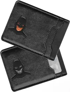 Pack of 2 Leather Hero ID Wallet for Men and Woman - Stylish Superhero Design, Durable Bifold Wallet with Multiple Card Slots, Cash Compartment, and Iconic Logo - Gift for All (Batmen)
