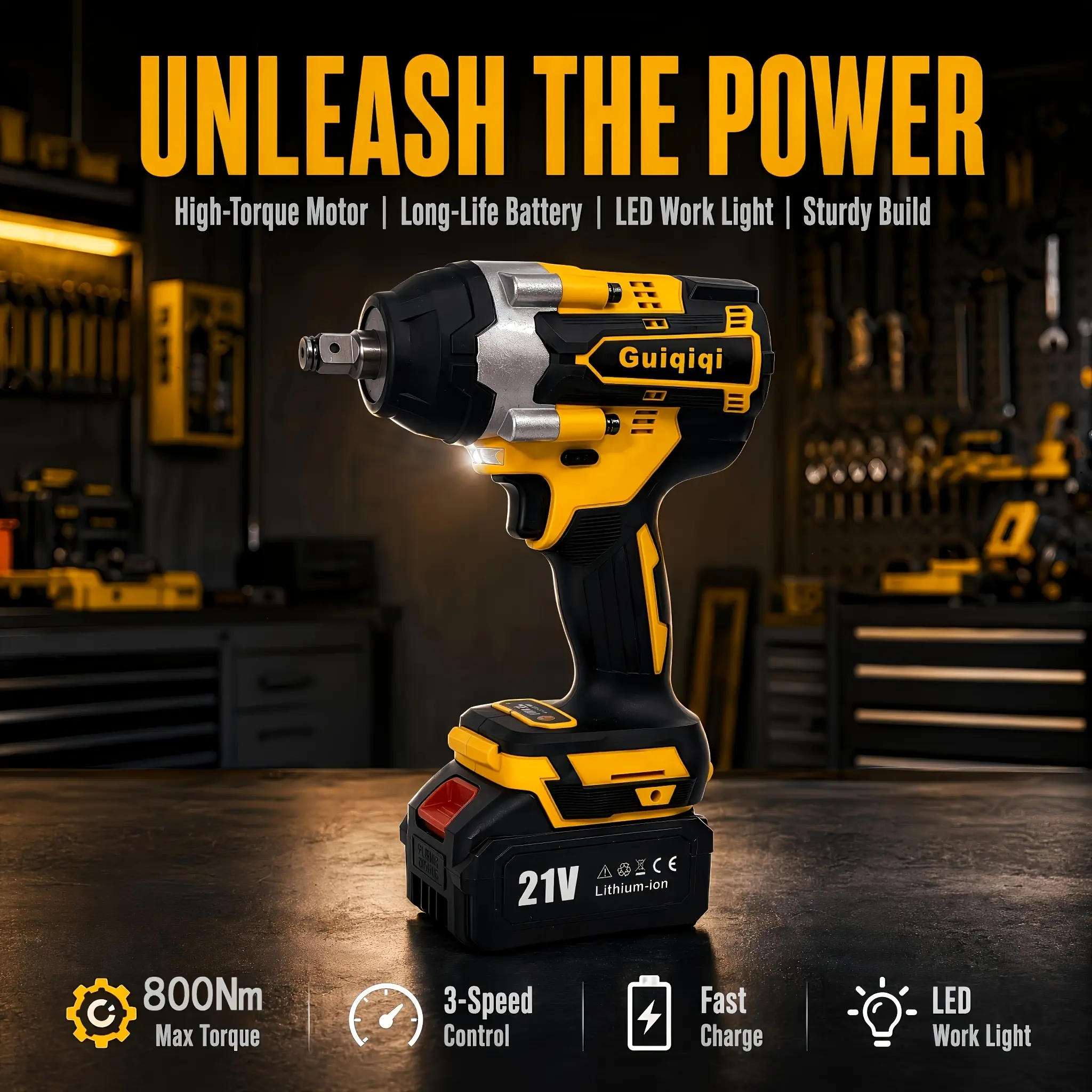 21V Brushless Impact Wrench - 800Nm High Torque, Brushless Motor, LED Light, 3-Speed Adjustment, Supports Forward And Reverse Rotation, 1 Or 2 Batteries And Fast Charger, Tools, Men's Tools, Power Tools. The Best Tool Gift
