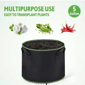 15 Gallon Grow Bags 5-Pack, Heavy-Duty Fabric Pots with Reinforced Handles, Breathable & Reusable Plant Containers for Garden Plants, Planter Pots