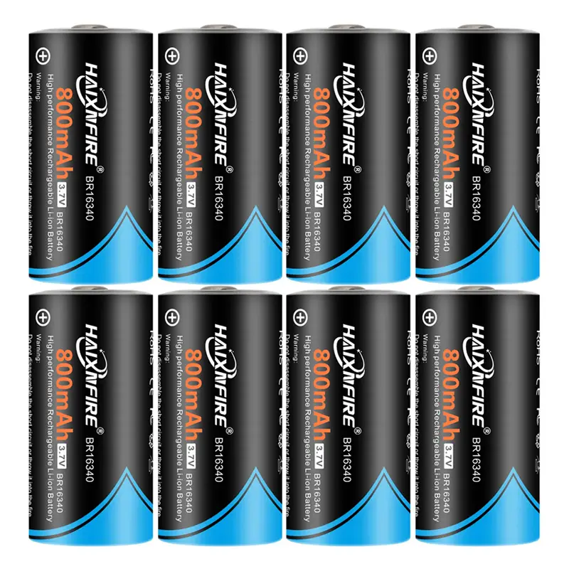 (8 PCS) 16340 Battery CR123A 800mAh Rechargeable Lithium Battery 3.7 VOLTS For LED Flashlight lectric Car Toy Phone Device