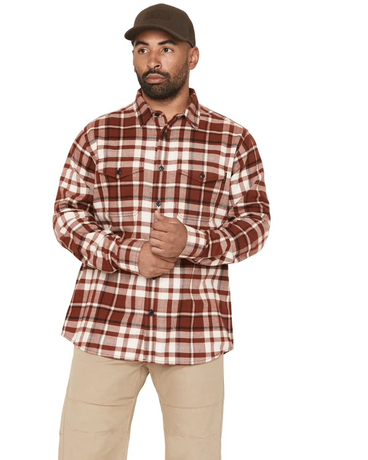 Hawx Men's Men'S Mac Plaid Print Long Sleeve Button-Down Flannel Shirt - Hxfa25fl3-Wn
