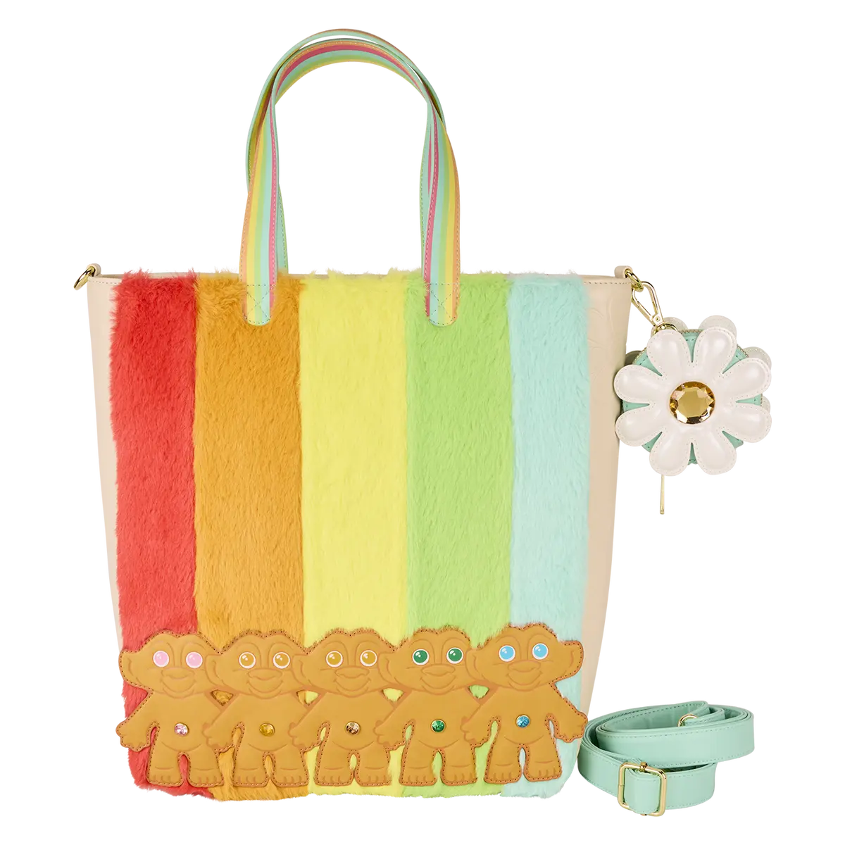 Classic Trolls Plush Glitter Tote Crossbody Bag with Coin Bag