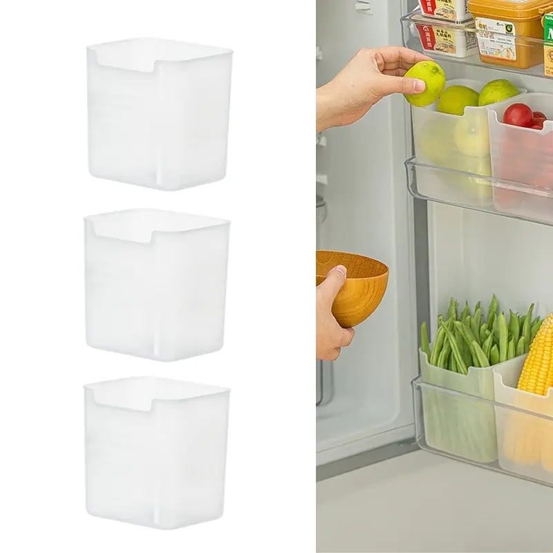 6 Pack Food Grade Refrigerator Side Door Storage Boxes, Fridge Door Compartment Organizer, Kitchen Food Sorting & Storage Container Gadget, Perfect for Sauce, Beverage, Egg, Spice, Yogurt, Condiment Organization-MM1