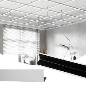 LooYee 50 PCS 72 Inch Wall Molding Trim Drop Ceiling Grid System 6Ft Galvanized Steel Rust & Fire Resistance Easy Installation Ideal for Basement Living Room Kitchen Bathroom White/Black Perimeter 300Ft