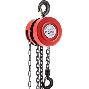 VEVOR Hand Chain Hoist, 4400 lbs /2 Ton Capacity Chain Block, 8ft/2.5m Lift Manual Hand Chain Block, Manual Hoist with Industrial-Grade Steel Construction for Lifting Good in Transport & Workshop, Red