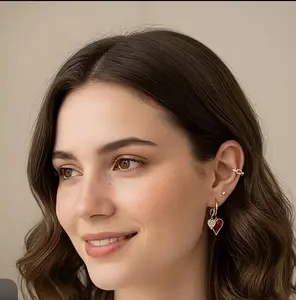 Stylish Titanium Alloy Double Heart Earrings for Dating Daily Wear Romantic Gift Set