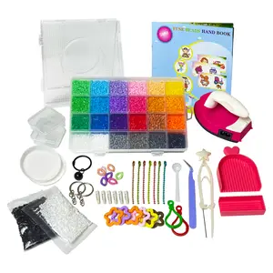 3D Fusion Beads Craft Set, DIY Beads Kit, Complete Toy Material Pack with Iron & Tool Pen, Perler Style Beads, for Kids & Beginners, Handcraft Gift