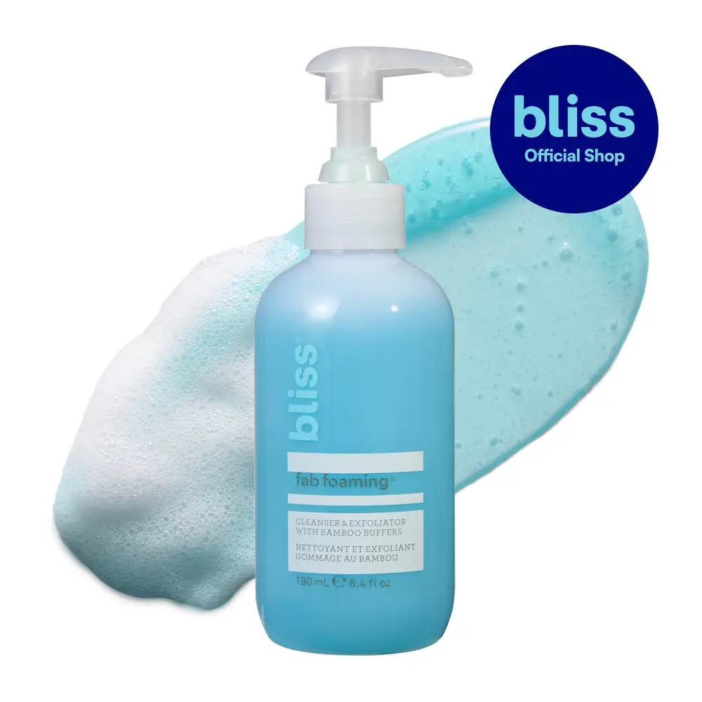 Bliss Fab Foaming 2-In-1 Cleanser and Exfoliator with Bamboo Buffers - 6.4 Fl Oz - Oil-Free Gel Face Wash - Makeup Remover - Vegan & Cruelty Free