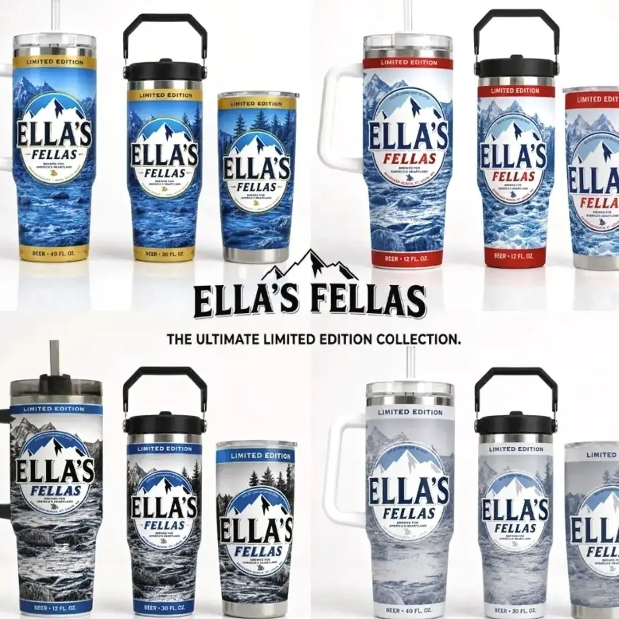 Ella's Fellas Inspired Tumbler 20oz 30oz 40oz | Mountain Lake Stainless Steel Travel Mug | Vacuum Insulated Outdoor Adventure Cup