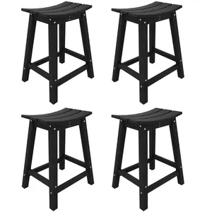 Patio HDPE Weatherproof Bar Stools Set of 2, HDPE Weather Resistance Counter Height Bars Stools, Outdoor Resin Bar Chairs with Footrest
