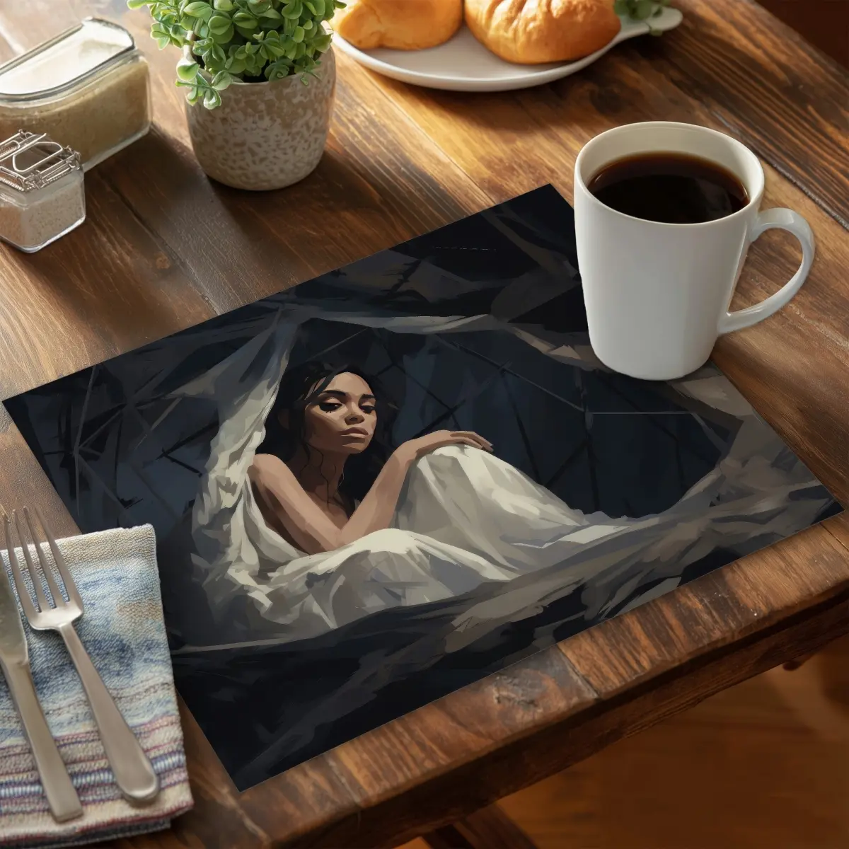 212 MAIN CPPM1418IRBFT2 Solid Polyester Placemat & Coasters Set - 14x18 in. Rectangle, Cocooned Gray, Durable, Modern Elegant, Protective Kitchen Table Accessory, Modern Home Decor, Gift-Giving Option