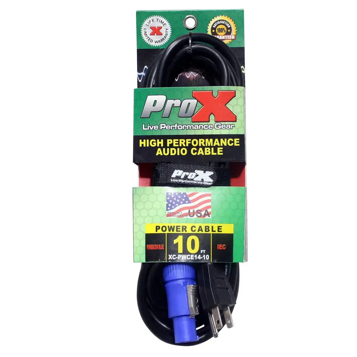 ProX XC-PWCE14-10 10' 14AWG NEMA 5-15 Edison to PowerCon Power Cord