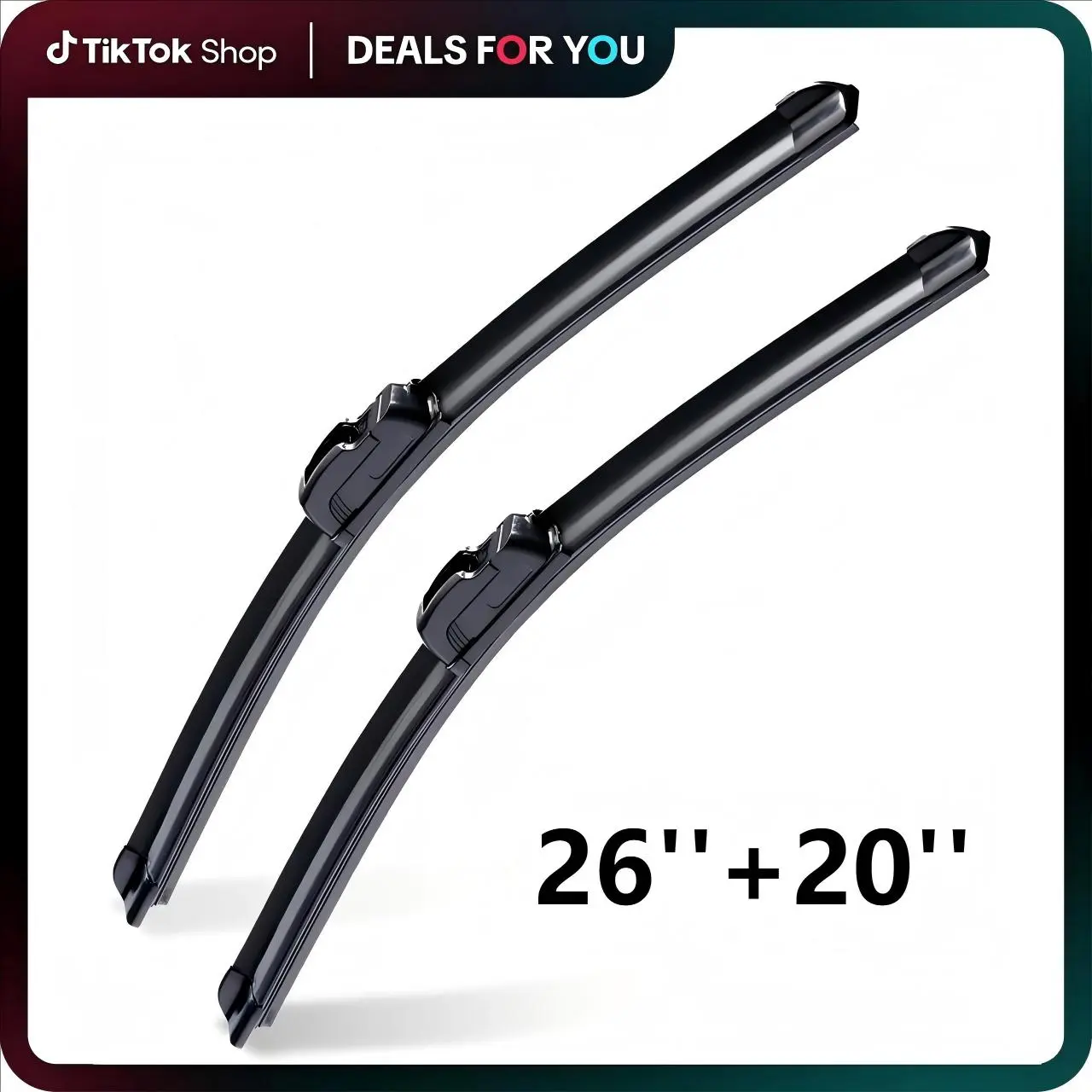 ITUTN 26-in & 20-in Frameless Windshield Wiper Blades, Silent Streak-Free Wiping, Coated Weatherproof Dual-Layer, Easy Install, Universal J-Hook Adapter, OEM Quality, All-Season Fit for 99% of Vehicles, Universal Fit