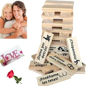 Spanish Blocks Tower Game for Adult Couples Board en español Tumbling Stacking Lovers Funny Bedroom Sports, Valentine,  Black Friday & Christmas Sale