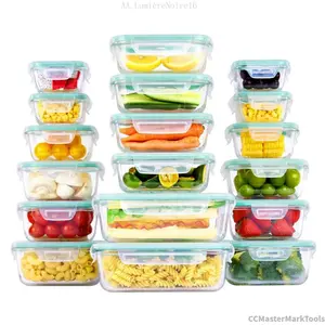 36 Pieces Glass Food Storage Containers with Airtight Lids, BPA Free, Reusable for Meal Prep, Lunch, Salads, Soups, Freshness Kitchen Rectangle Square SiliconeCCMasterMarkToolsLumièreNoire16