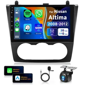 Android Car Radio Stereo For【Nissan Altima 2008-2012 Manual A/C】with Wireless Carplay Android Auto 9 inch Touch Screen Bluetooth, Car Audio Receiver GPS Navigation WiFi Backup Camera FM/RDS SWC