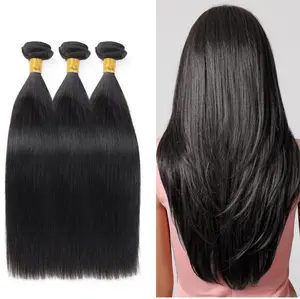 HC Real Hair High-quality Straight Bundles Made From 100% Real Hair, 10-30 Inches In Length（85g*3）, With A Smooth Flow And Natural Volume,Valentines Gifts For GF